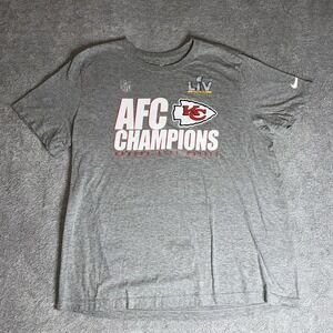 Kansas City Chiefs Nike Shirt Adult XL Gray AFC Champions Short Sleeve Mens